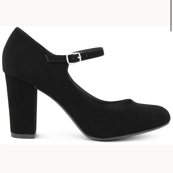 NEW Marco Women's Black Buckle Strap Mary Jane Mid-rise Chunky Heel Size 9 - Picture 2 of 6